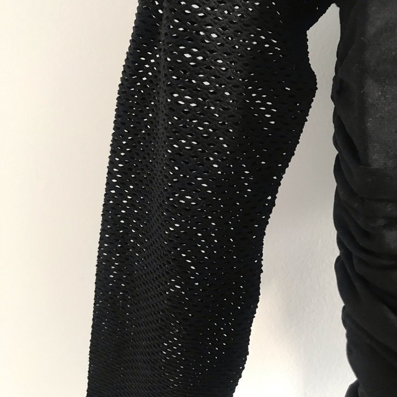 NWOT Black Ruched Netted Long Sleeve Winter Top - Picture 11 of 14